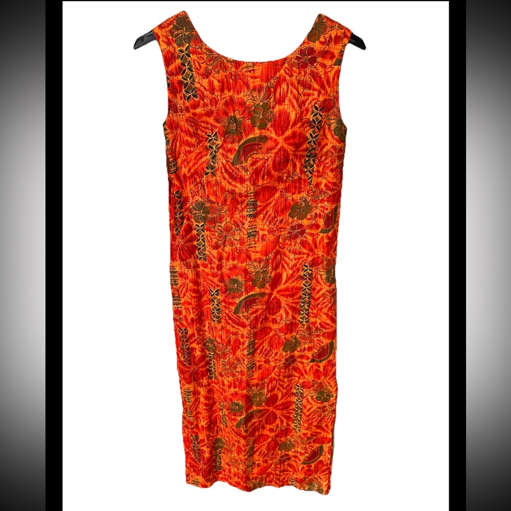 Vintage Women’s Maxi Dress Hookano Hawaii Bright Beautiful Bark Cloth Sz S
